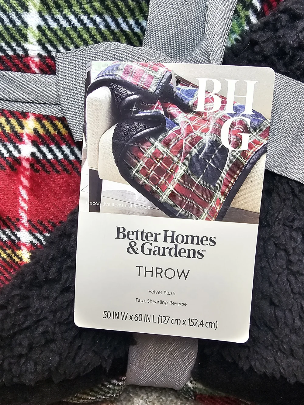 Better Homes And Gardens Red Black Green Plaid Sherpa Throw